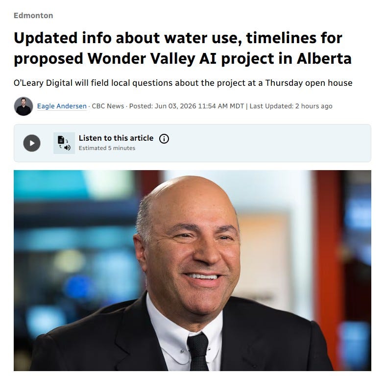 Updated info about water use, timelines for proposed Wonder Valley AI project in Alberta by Eagle Andersen