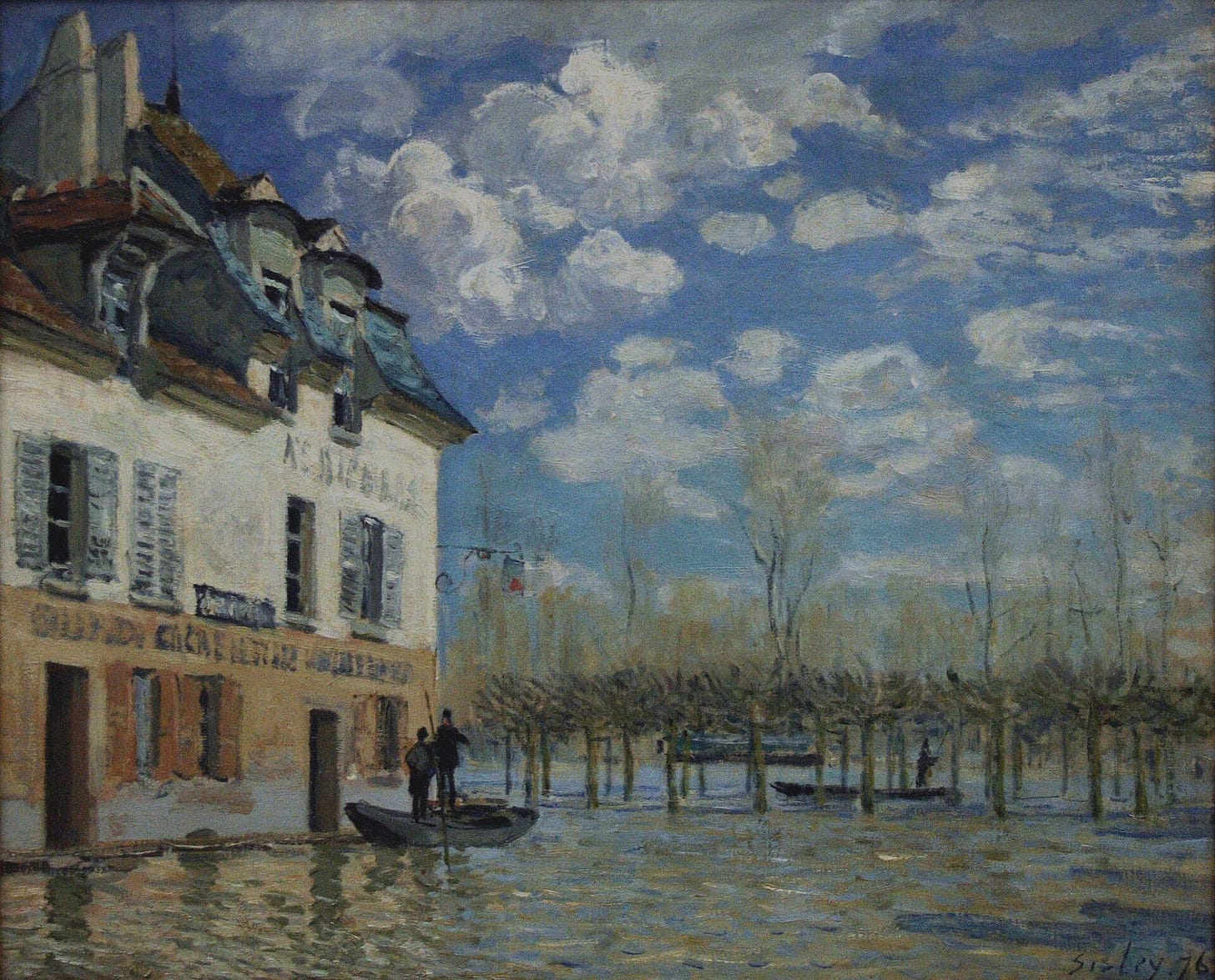 Alfred Sisley, Boat in the Flood at Port-Marly, 1876. Musée d'Orsay, Paris. Alfred Sisley, Boat in the Flood at Port-Marly, 1876. Musée d'Orsay, Paris.