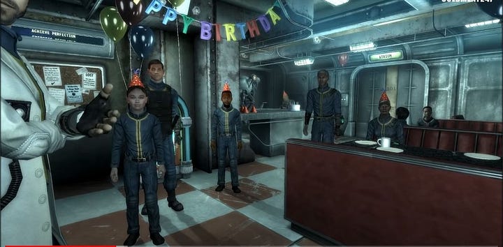 As imagens apresentam cenas do que é encontrado na Vault 101 (refúgio 101) no início do jogo Fallout 3. A ideia é reforçar a estética anos50-modernizado que está em todos os ambientes do jogo.