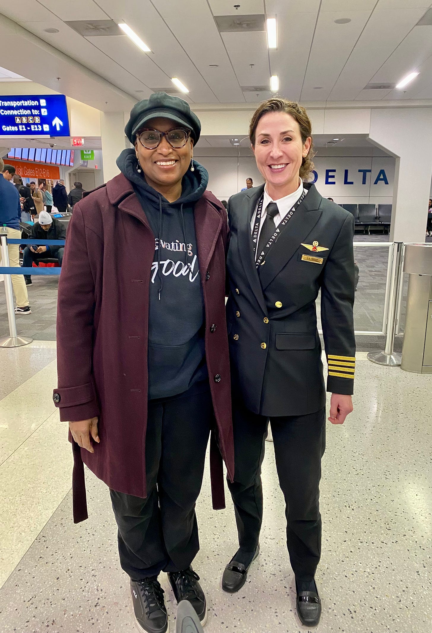 Morenike Ogebe with First Officer Sarah A. Preedy at DFW, January 19, 2025