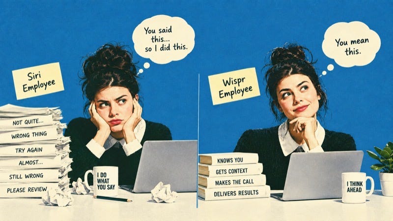 Siri vs Wispr Flow - The Best Leadership Newsletter Ever for VPs and Managers - Jeff Matlow Siri vs Wispr Flow - The Best Leadership Newsletter Ever for VPs and Managers - Jeff Matlow