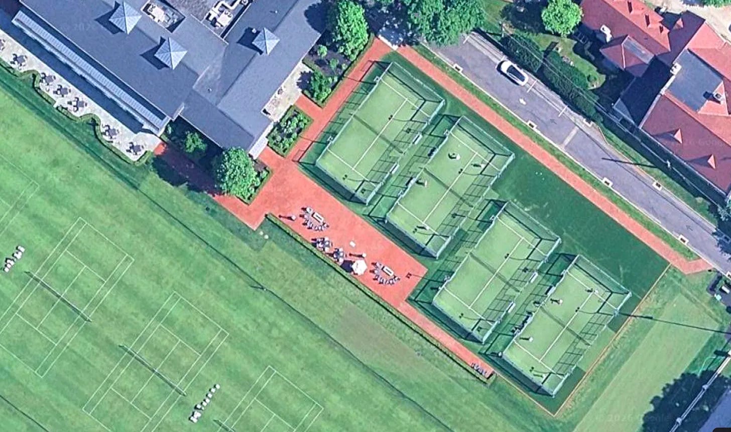 Aerial view of padel courts at The Philadelphia Cricket Club