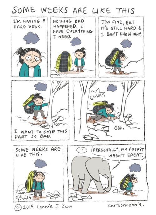 comics, journal comics, illustration, hiking, climbing, depression, connie sun, cartoonconnie