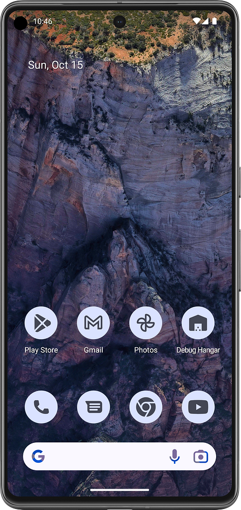 A series of screenshot outlining an Android device showcasing 4 app icons having the same color based on the user's preference of the theme selected.