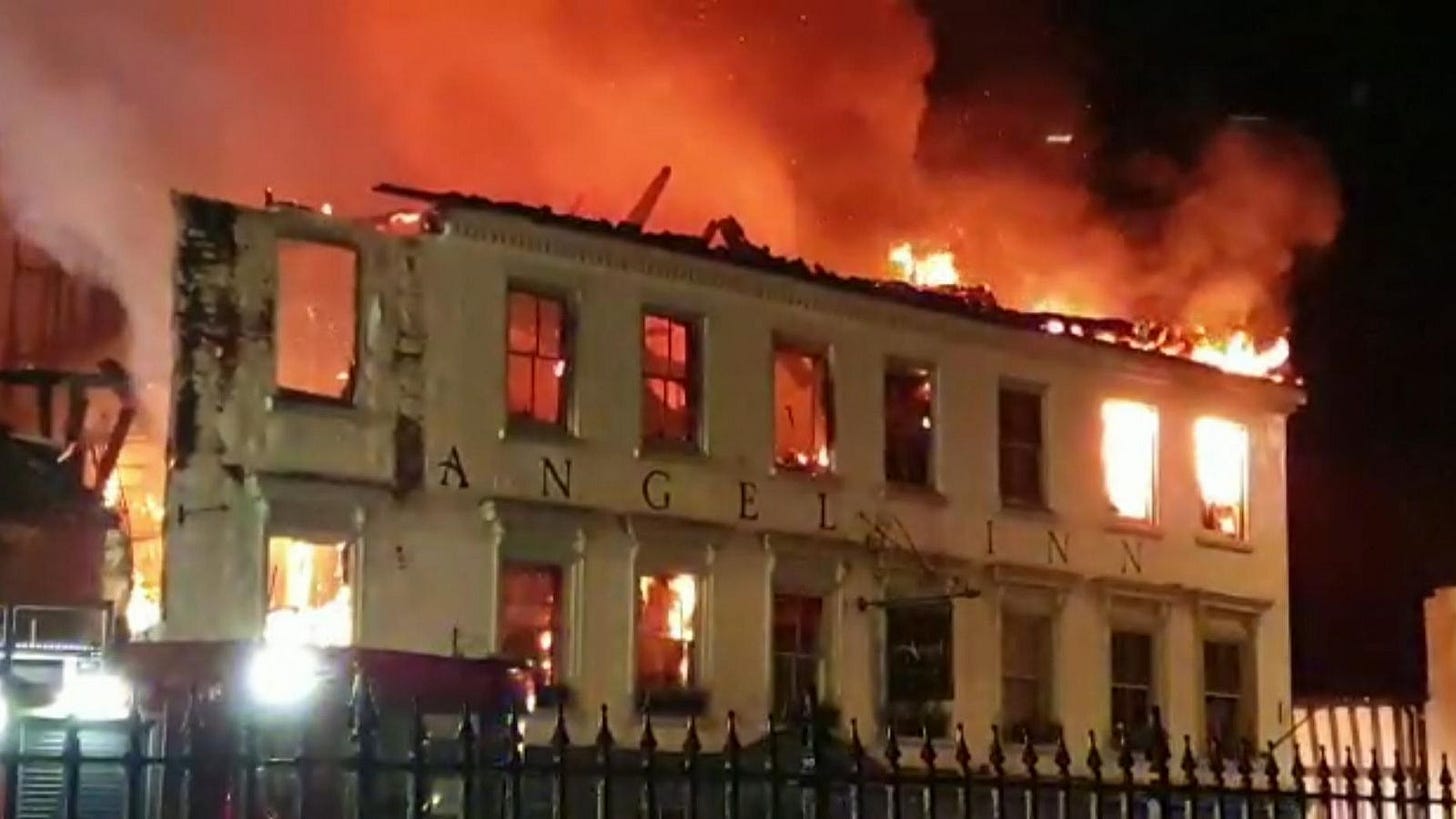 Hotel 'housing Ukrainian refugees' destroyed by fire | UK News | Sky News