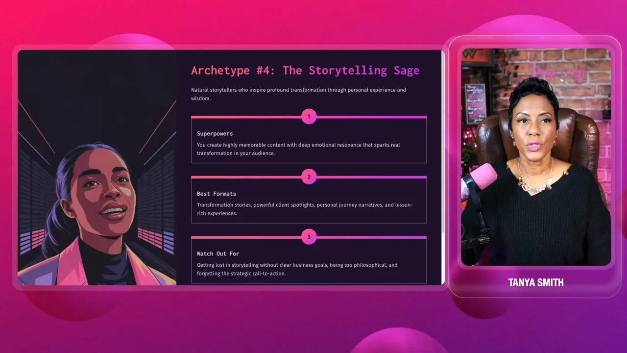 Slide introducing the storytelling sage archetype and its emotional resonance