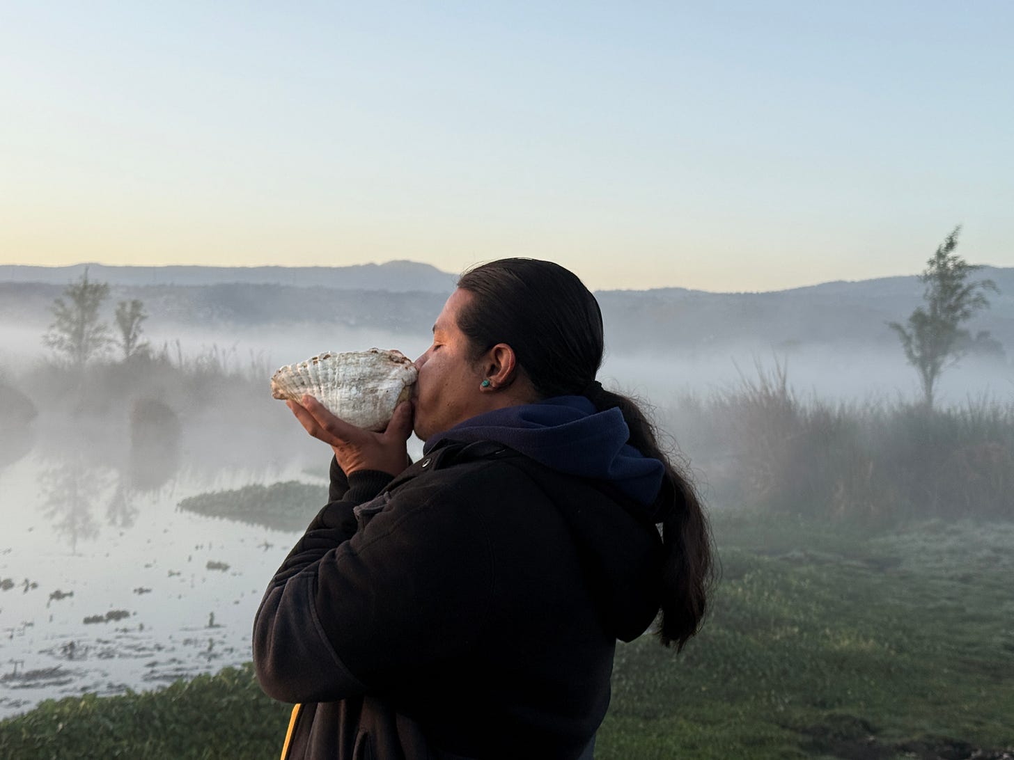Guide greeting the sunrise.