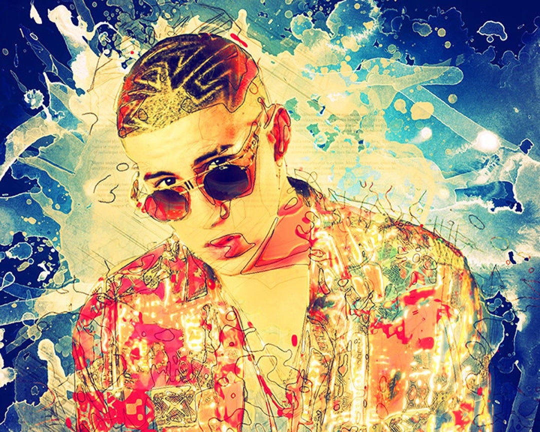 Bad Bunny, Latin Trap Music, Trap Music Print, Latino Trap Artist, Latino Fan Decor Watercolor Contemporary Abstract Drawing Print, Man Cave - Etsy Bad Bunny, Latin Trap Music, Trap Music Print, Latino Trap Artist, Latino Fan Decor Watercolor Contemporary Abstract Drawing Print, Man Cave - Etsy
