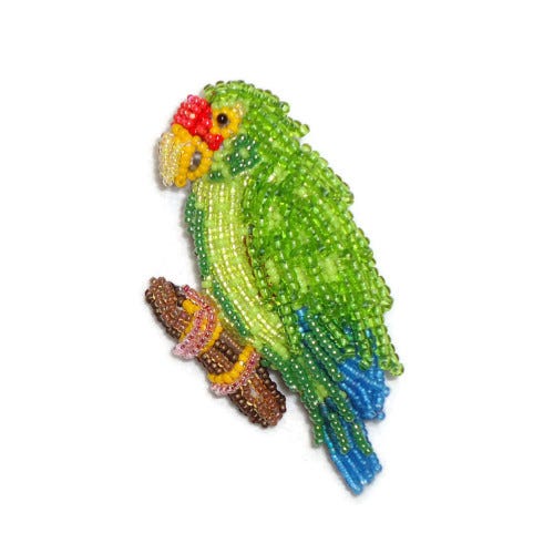 Rare blue winged Amazon Parrot bead embroidery pin Yucatan Mexico Etsy sale beaded animal beadwork jewelry brooch tropical bird beads Rare blue winged Amazon Parrot bead embroidery pin Yucatan Mexico Etsy sale beaded animal beadwork jewelry brooch tropical bird beads