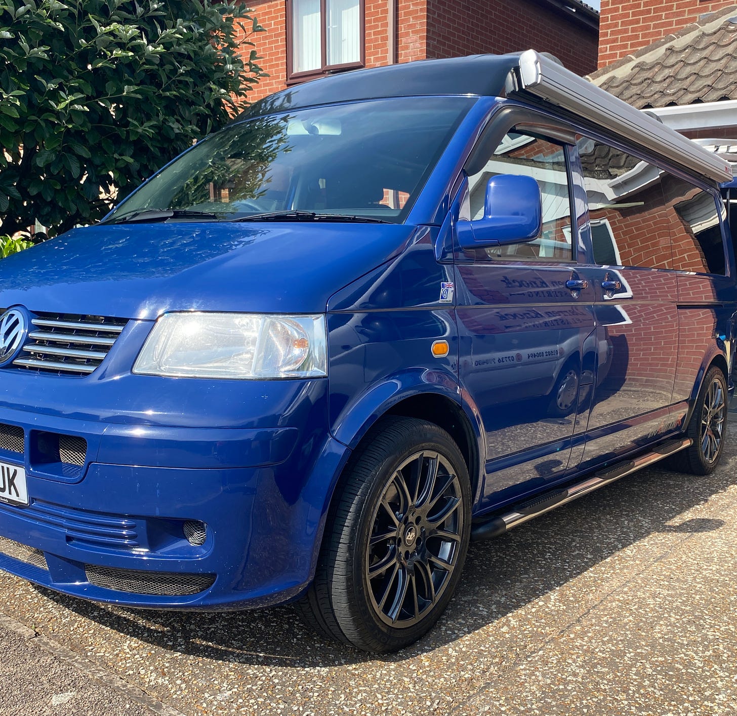 blue vw campervan