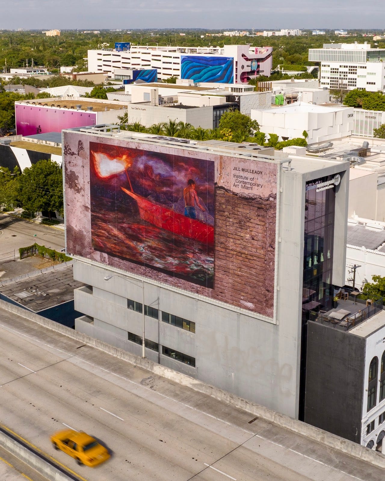 The murals of Miami Design District, Jill Muleady for the ICA Miami (Front Center), Jaguar’s “Copy Nothing” exhibition featuring young UK artists Campbell Addy, Ibby Njoya, Yagamoto and Patience Harding (Left), American Artist Corydon Cowansage’s murals for Gucci (Back Center) The murals of Miami Design District, Jill Muleady for the ICA Miami (Front Center), Jaguar’s “Copy Nothing” exhibition featuring young UK artists Campbell Addy, Ibby Njoya, Yagamoto and Patience Harding (Left), American Artist Corydon Cowansage’s murals for Gucci (Back Center)