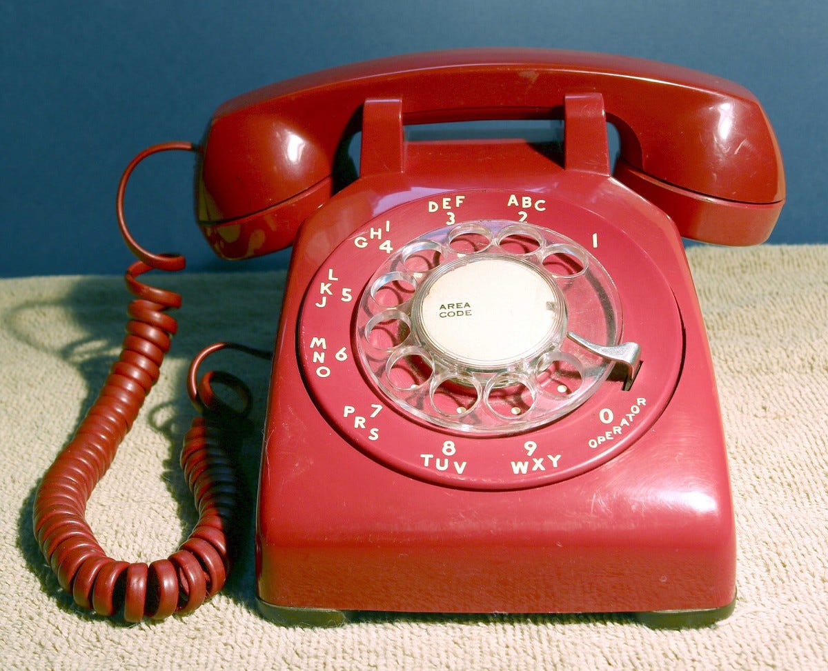 Retro AT&T Classic Red Hotline Rotary Dial Desk Phone - No label number!