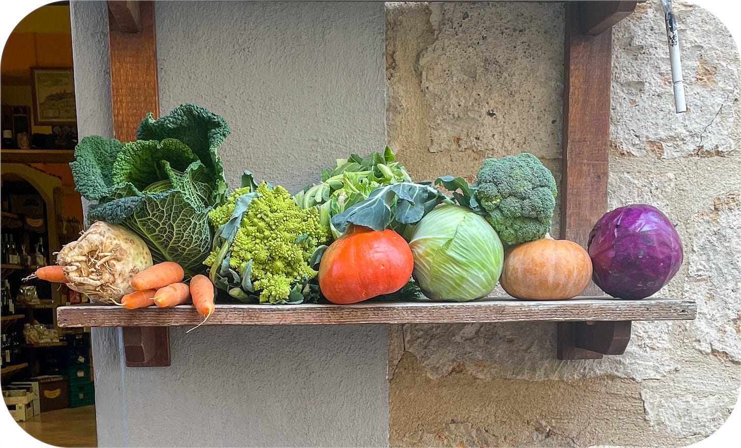Abundance at Italian grocer in autumn.