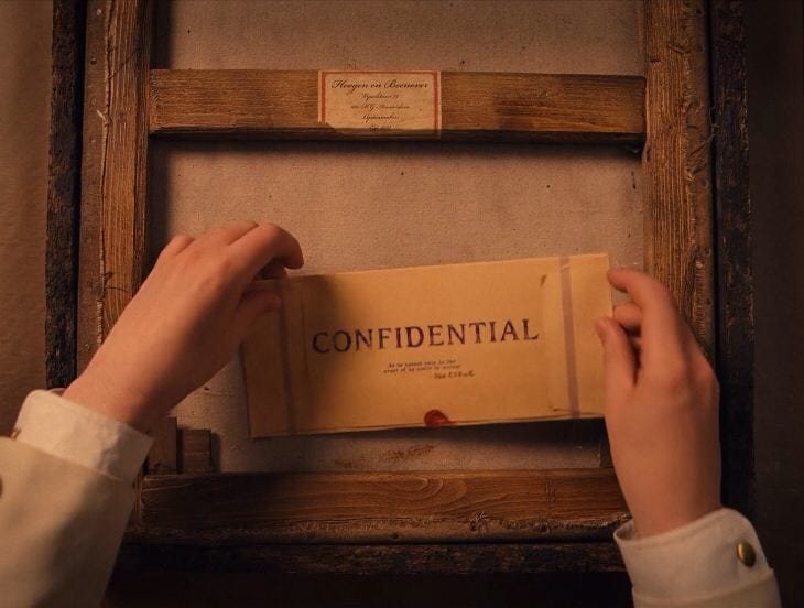 Grand Budapest Hotel Wes Anderson letter envelope confidential Boy With  Apple Painting Serge X Mathieu Amalr… | Grand budapest hotel, Grand budapest,  Film aesthetic