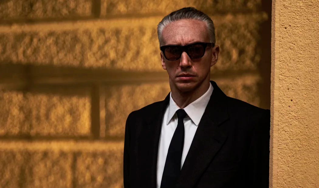 Still from the 2023 historical drama Ferrari by Michael Mann and featuring Adam Driver