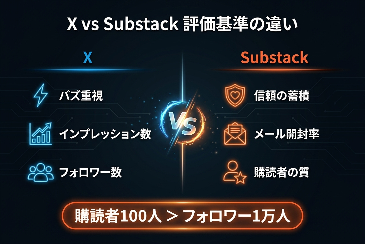 X vs Substack 評価基準の違い