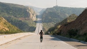 nick walking down lone highway fwd like rick grims in walking dead 2016 nick walking down lone highway fwd like rick grims in walking dead 2016