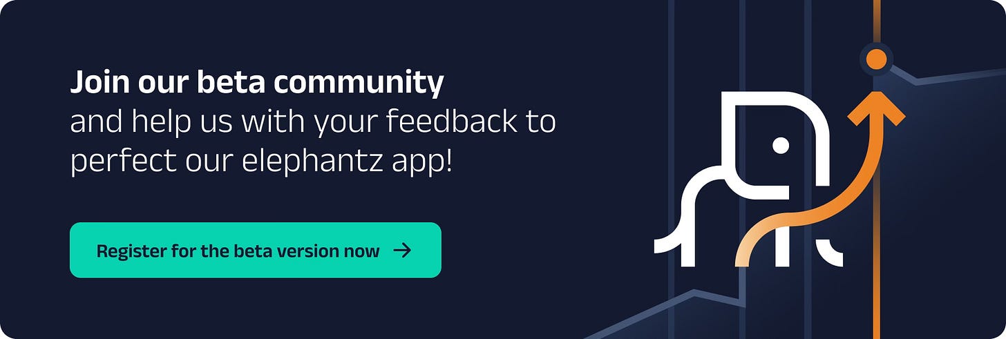 CTA banner: Register for the elephantz beta. CTA banner: Register for the elephantz beta.