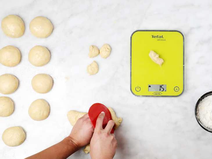 Cutting Small Pieces of Dough,