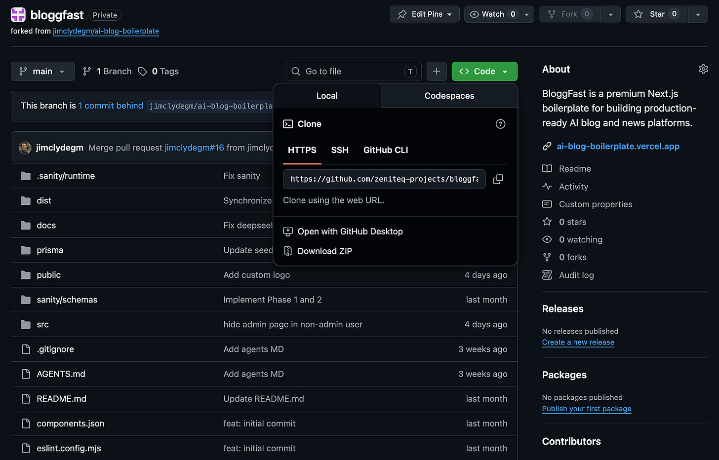 BloggFast official project repo on GitHub. Image by Jim Clyde Monge