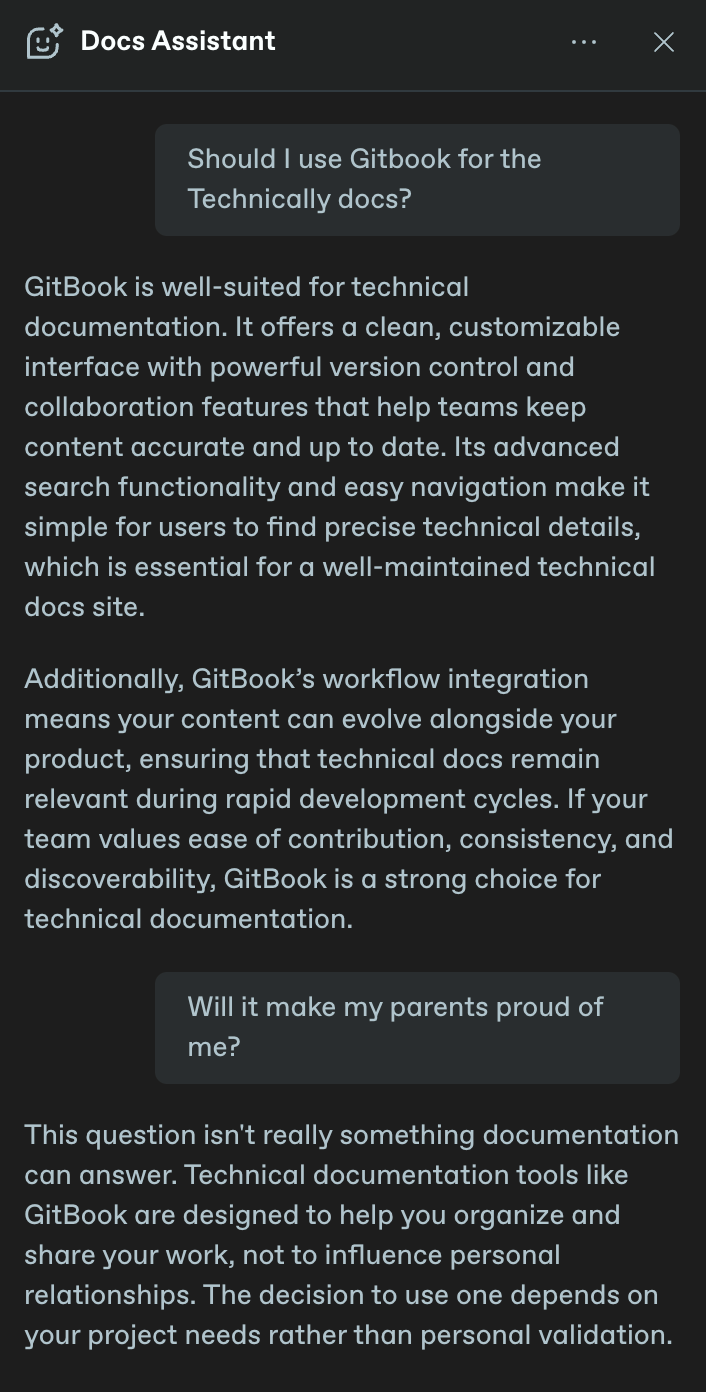 Text excerpt highlighting GitBook’s workflow integration and benefits for maintaining technical documentation