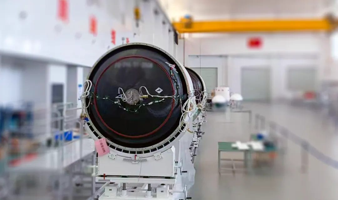 Galactic Energy’s Ceres-2 launch vehicle undergoing assembly.