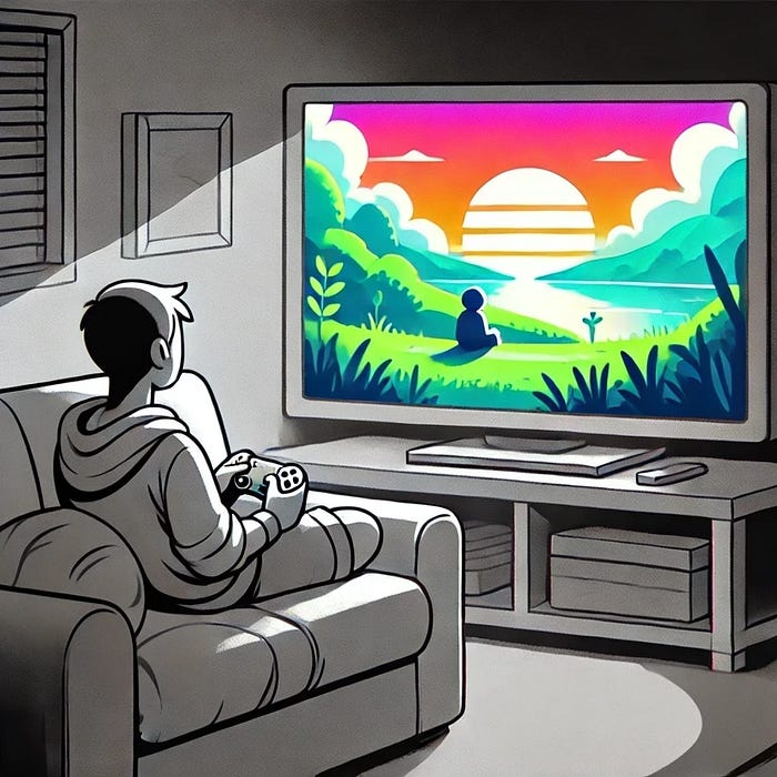 AI Generated — Dall-e — relaxed video games