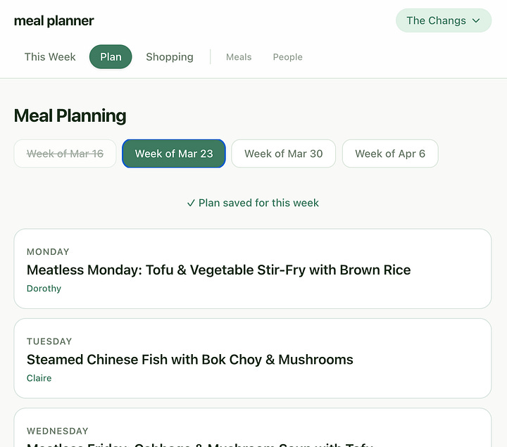 The first image shows a Meal Planning app; the second shows a poll for finding dates that work for a group; the 3rd is a simple RPG game and the 4th is the homepage for a game called Block Smash
