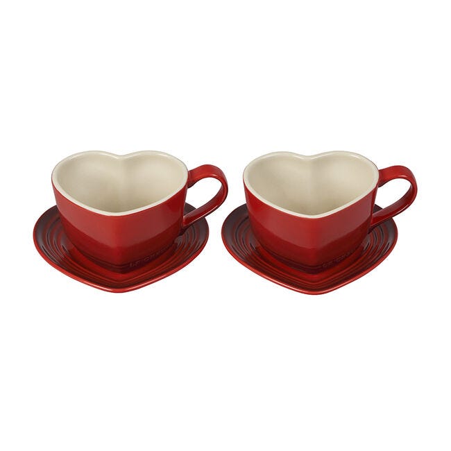 Heart 2-Piece Mugs with Saucers Set image number 1