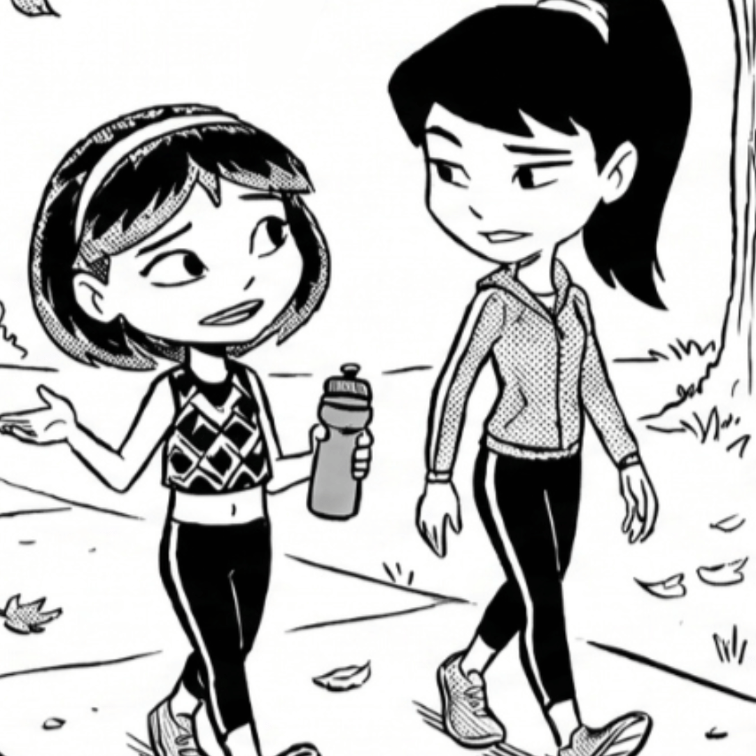 Zara and Aari take a walk around the neighborhood.