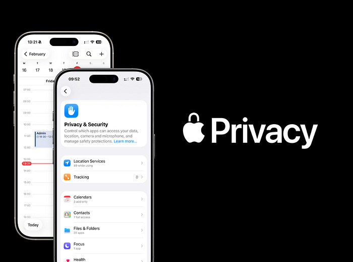 iPhone Privacy & Security settings screen showing app permissions like location, tracking, and data access controls