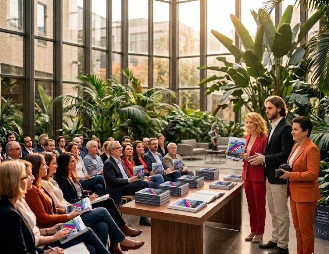 Authors Dina Chris JL, John DG Johnson and Loria Hilahm presenting Scientific Discoveries book including research on nanotechnology and nanomedicine at a global book launch event. This image is for illustration purposes.
