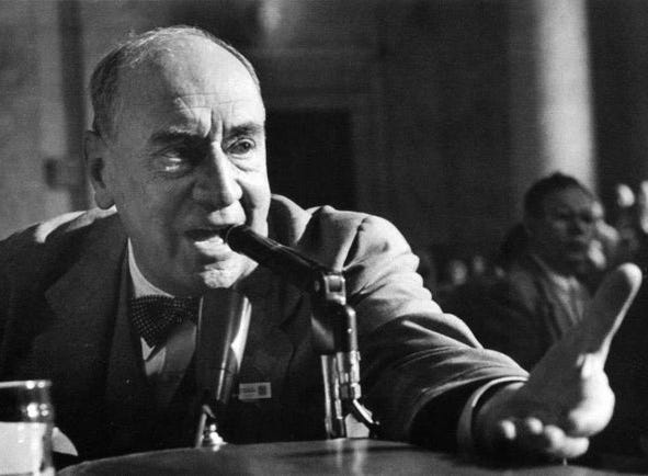 Army attorney Joseph Welch famously confronts Senator Joe McCarthy at the 'Red Scare' Hearings: 'At long last, have you no sense of decency, sir?' Washington D.C., June 1954.