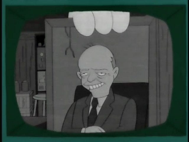 Frinkiac - S07E09 - uh... and, uh, former President Ike Eisenhower. Frinkiac - S07E09 - uh... and, uh, former President Ike Eisenhower.