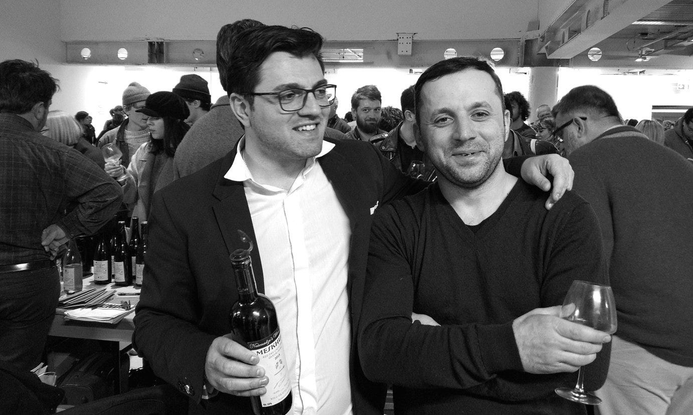 Giorgi and Soso Natenadze pouring at Raw Fair London 2018 (Photo (C) Simon Woolf)