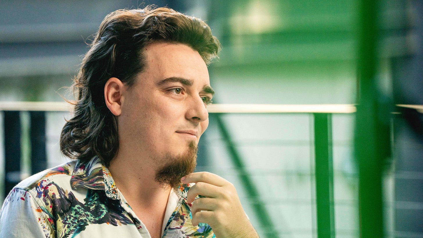 Palmer Luckey strokes his goatee. Palmer Luckey strokes his goatee.
