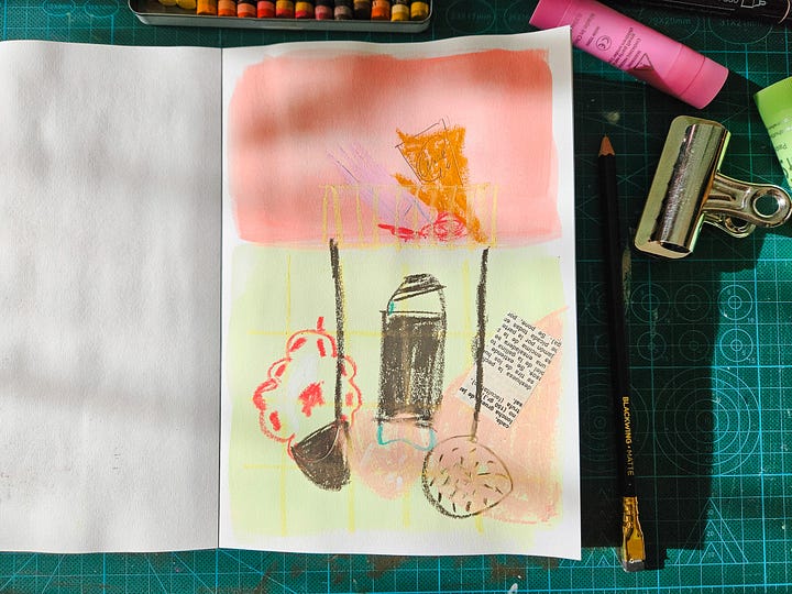 The same kitchen illustration done twice with different materials and size. By Cris Tamay.
