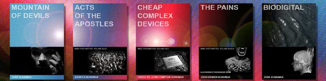 Covers of my five books (including the forthcoming Mountain of Devils)