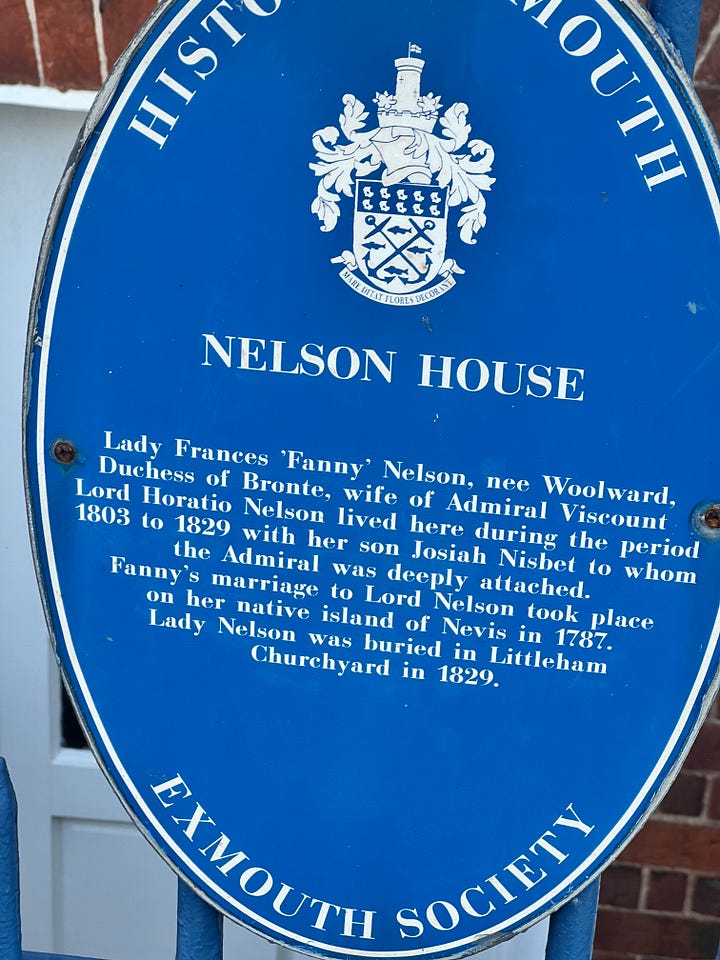 Two pictures of blue plaques for Lady Nelson and Lady Byron