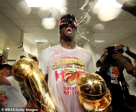 Players' outrageous locker room celebration with hundreds of bottles of  champagne after NBA triumph | Daily Mail Online