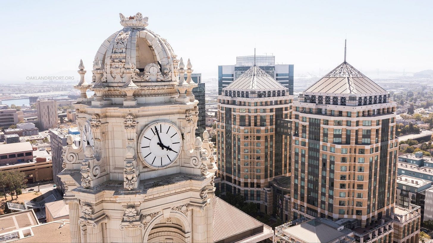 City Hall clock tower. Oakland, California. (Image source: Oakland Report / Adobe Stock) City Hall clock tower. Oakland, California. (Image source: Oakland Report / Adobe Stock)
