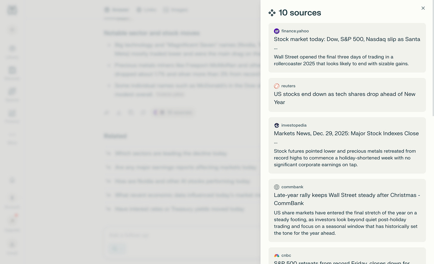Source detail card displaying specific information for a single citation