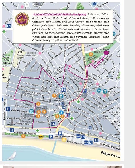 Map of the Procession Routes - Semana Santa Estepona 2025