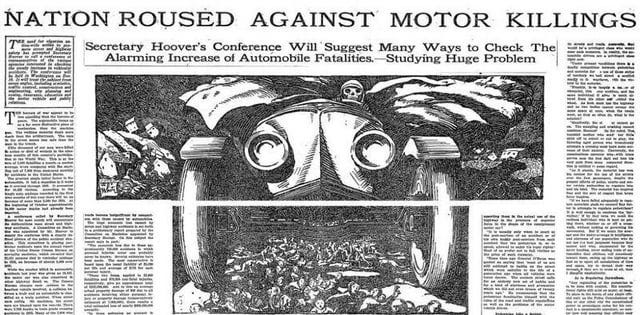 New York Times, 1924, "NATION ROUSED AGAINST MOTOR KILLINGS”. When people  were against cars for causing accidents. : r/fuckcars