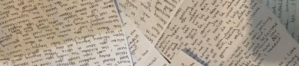 This may contain: several pieces of paper with writing on them