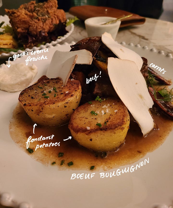 Coquette Charlotte Duck Fat Fried Chicken & Beouf Bouguignon