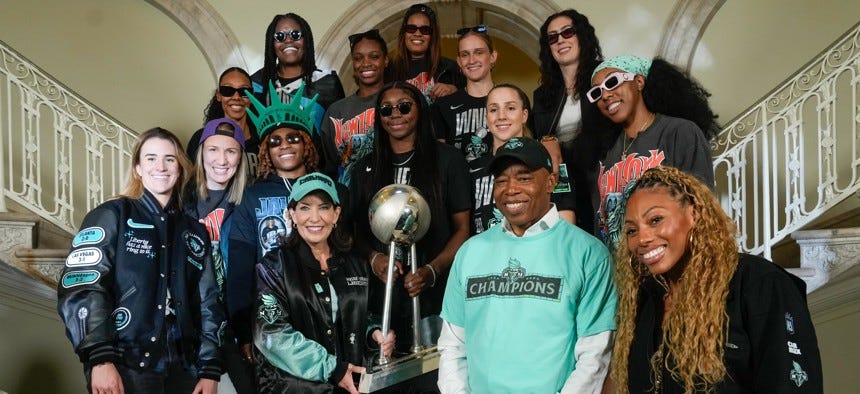 Even then-New York City Mayor Eric Adams’ indictment couldn’t dampen the excitement for the Liberty’s 2024 WNBA championship. Even then-New York City Mayor Eric Adams’ indictment couldn’t dampen the excitement for the Liberty’s 2024 WNBA championship.