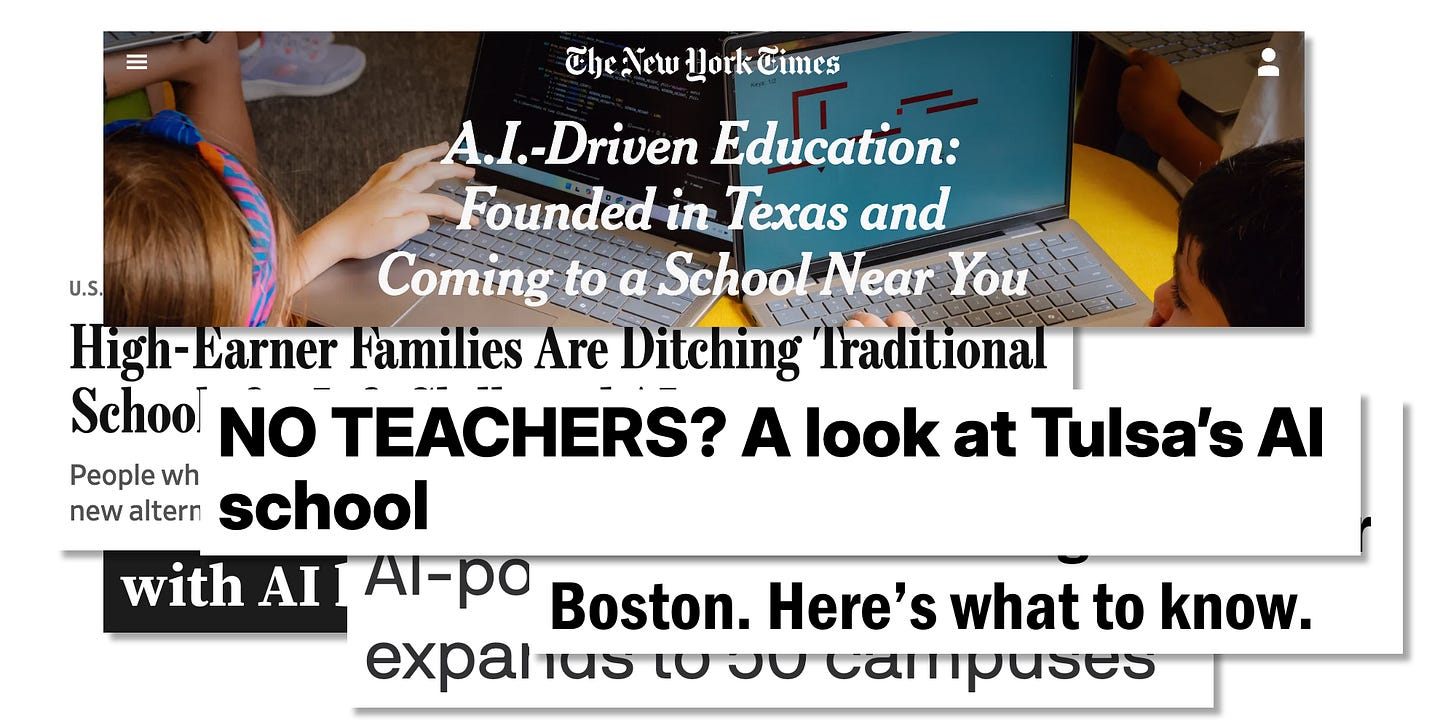 Alpha School headlines.