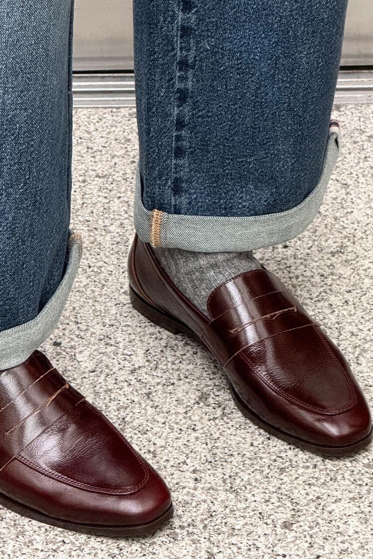 Zara LEATHER PENNY LOAFERS - Burgundy Red - Image 1