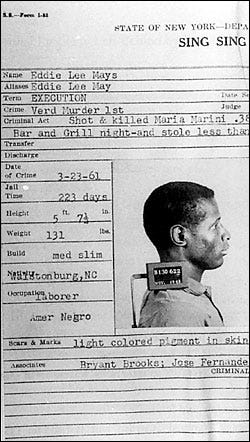 On This Day in 1963: New York State's Last Execution, Eddie Lee Mays.
